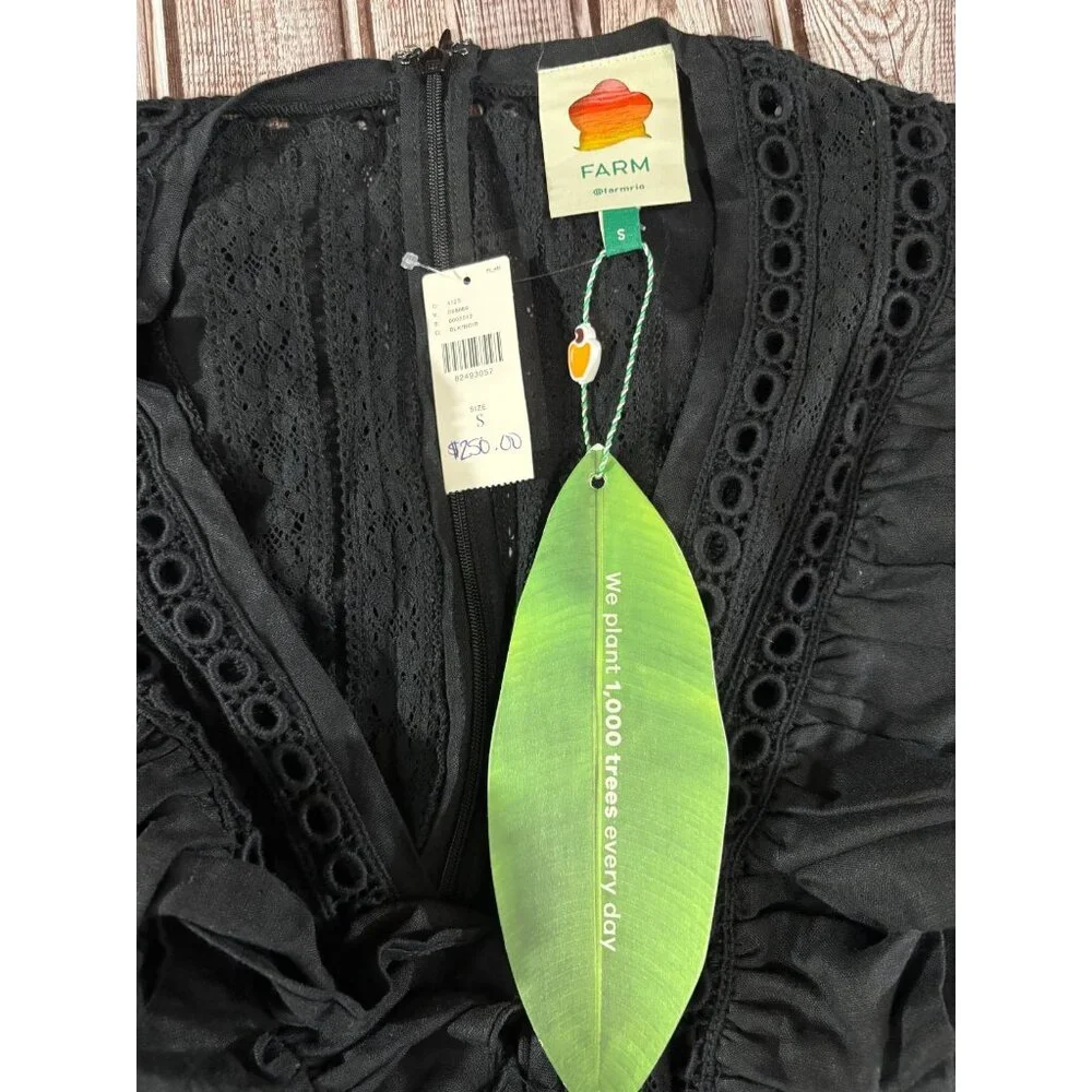Farm Rio Lace And Ruffles Jumpsuit Size S Color Black NWT mspr $250 - Picture 4 of 7